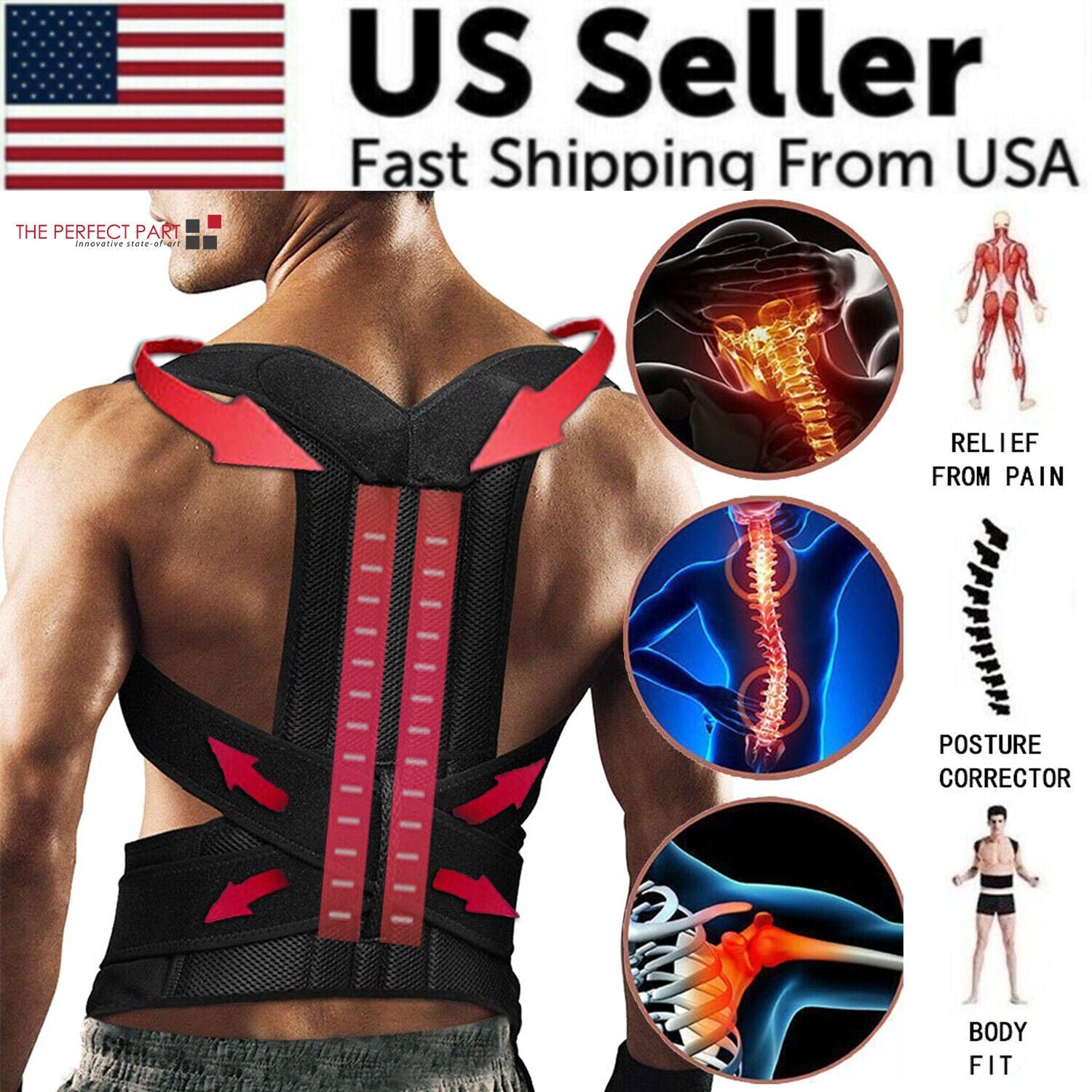 Premium Posture Corrector Adjustable Spine Alignment & Lower Back Support Brace